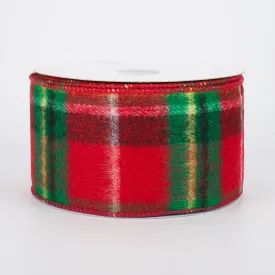 2.5" Fuzzy Flannel Plaid Ribbon: Christmas Tartan (10 Yards)