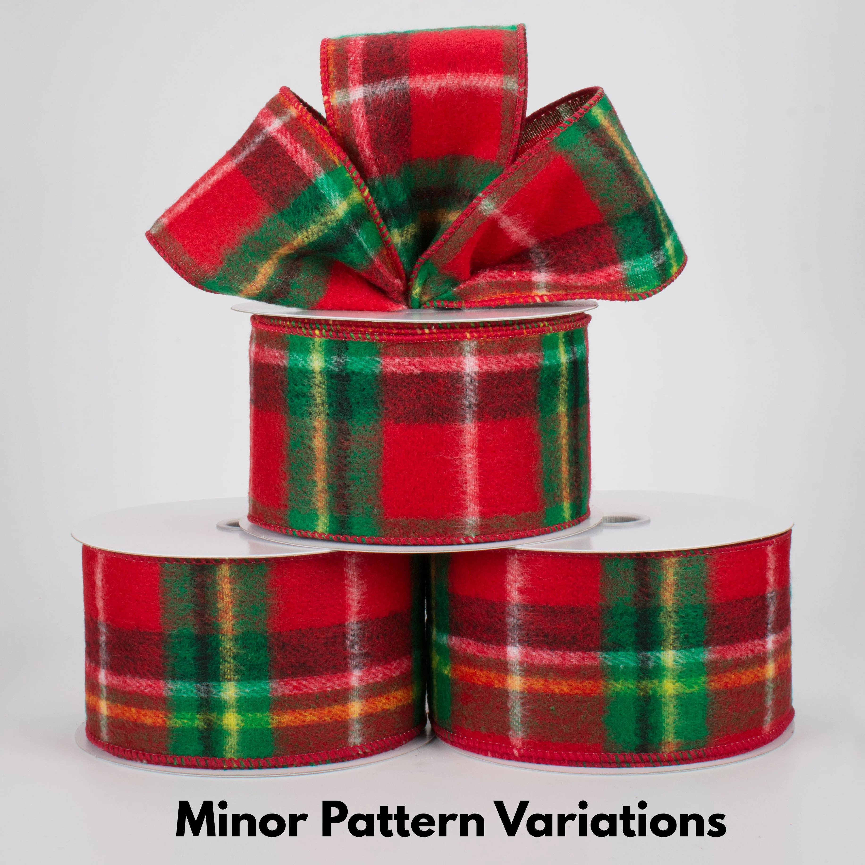 2.5" Fuzzy Flannel Plaid Ribbon: Christmas Tartan (10 Yards)