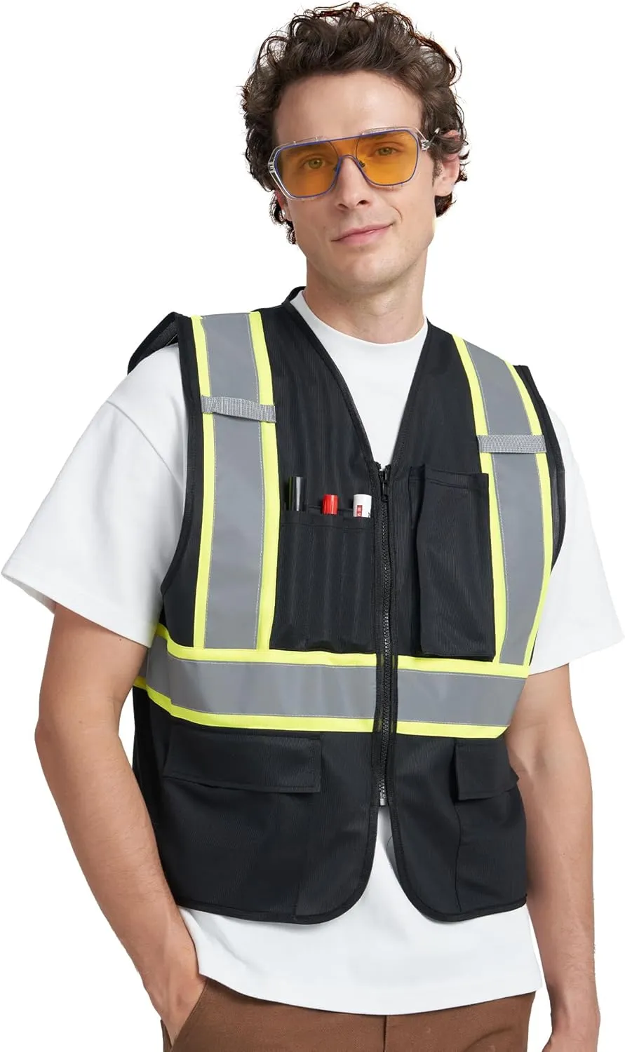 A-KSAFETY High Visibility Security Vest for Security Guards, Safety Workers, Construction & Men's Work