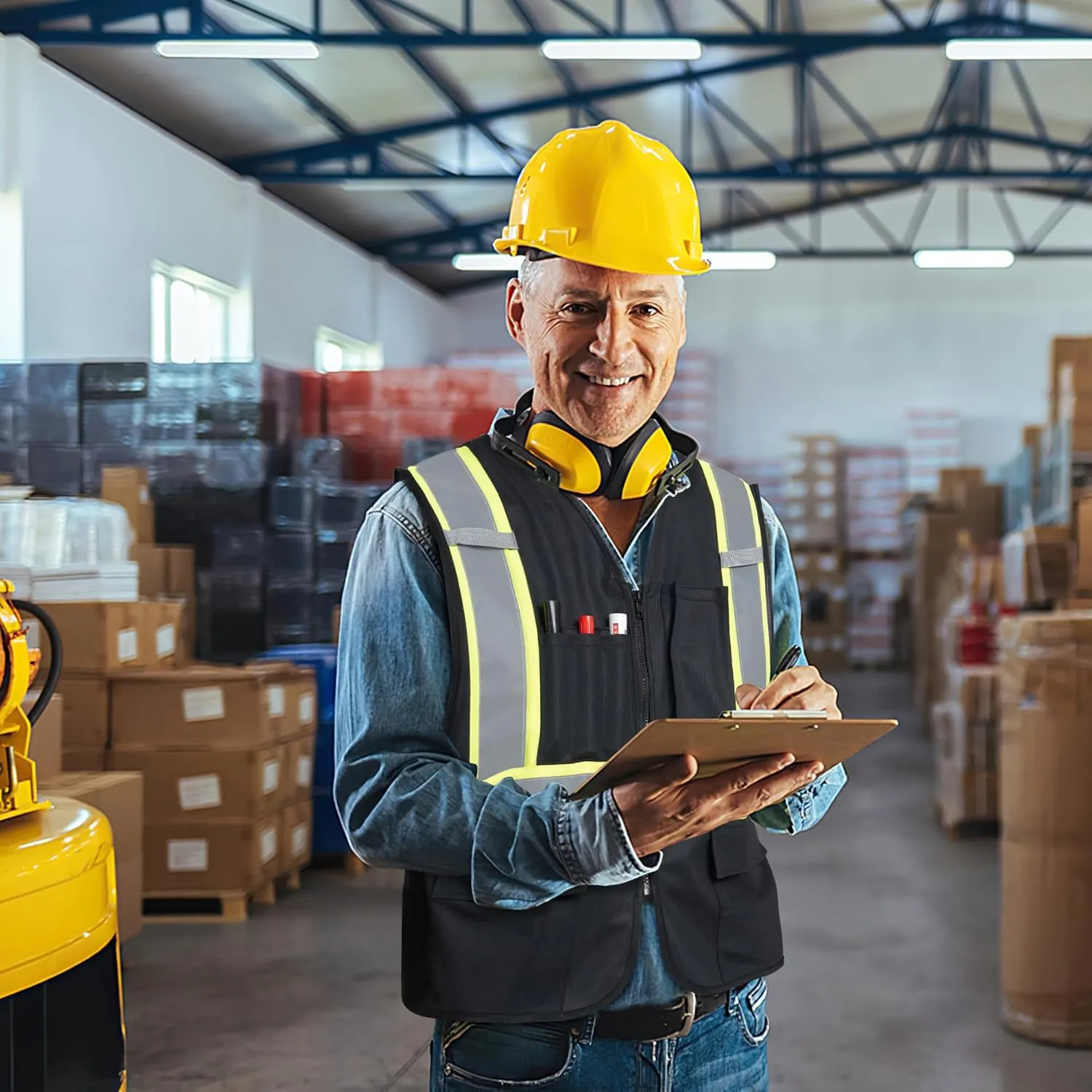 A-KSAFETY High Visibility Security Vest for Security Guards, Safety Workers, Construction & Men's Work