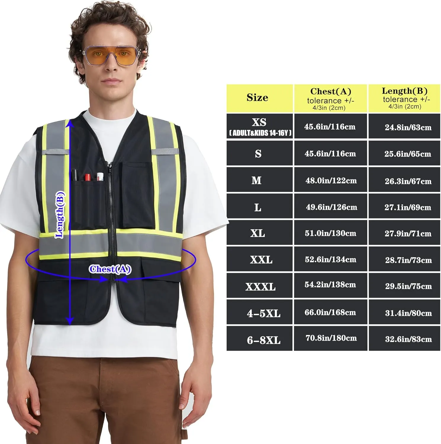 A-KSAFETY High Visibility Security Vest for Security Guards, Safety Workers, Construction & Men's Work