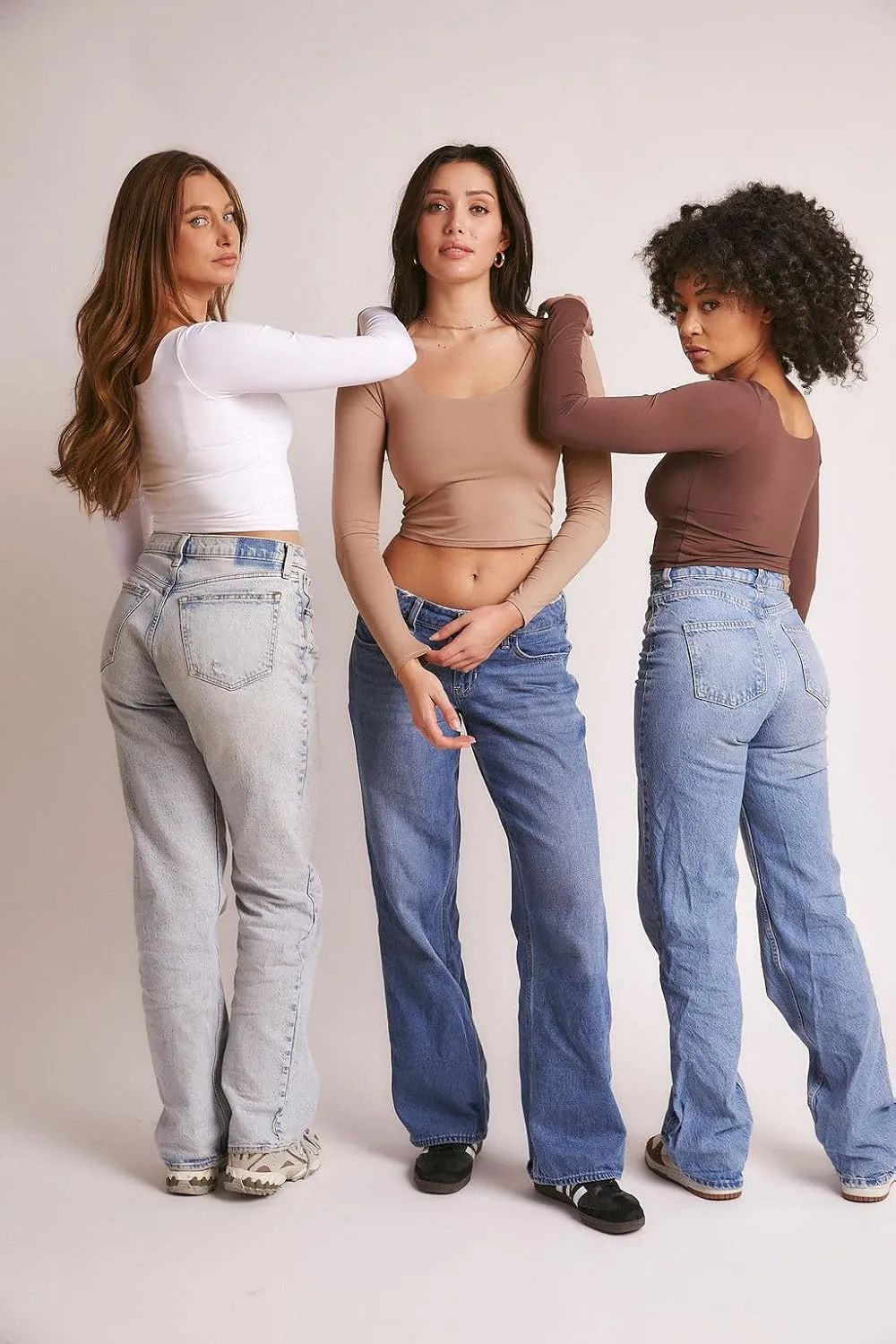 Almere Long Sleeve Top for Women, Contour Double-Lined Seamless Smooth Fabric Sleeved Basic Top w/Low Neck Cut