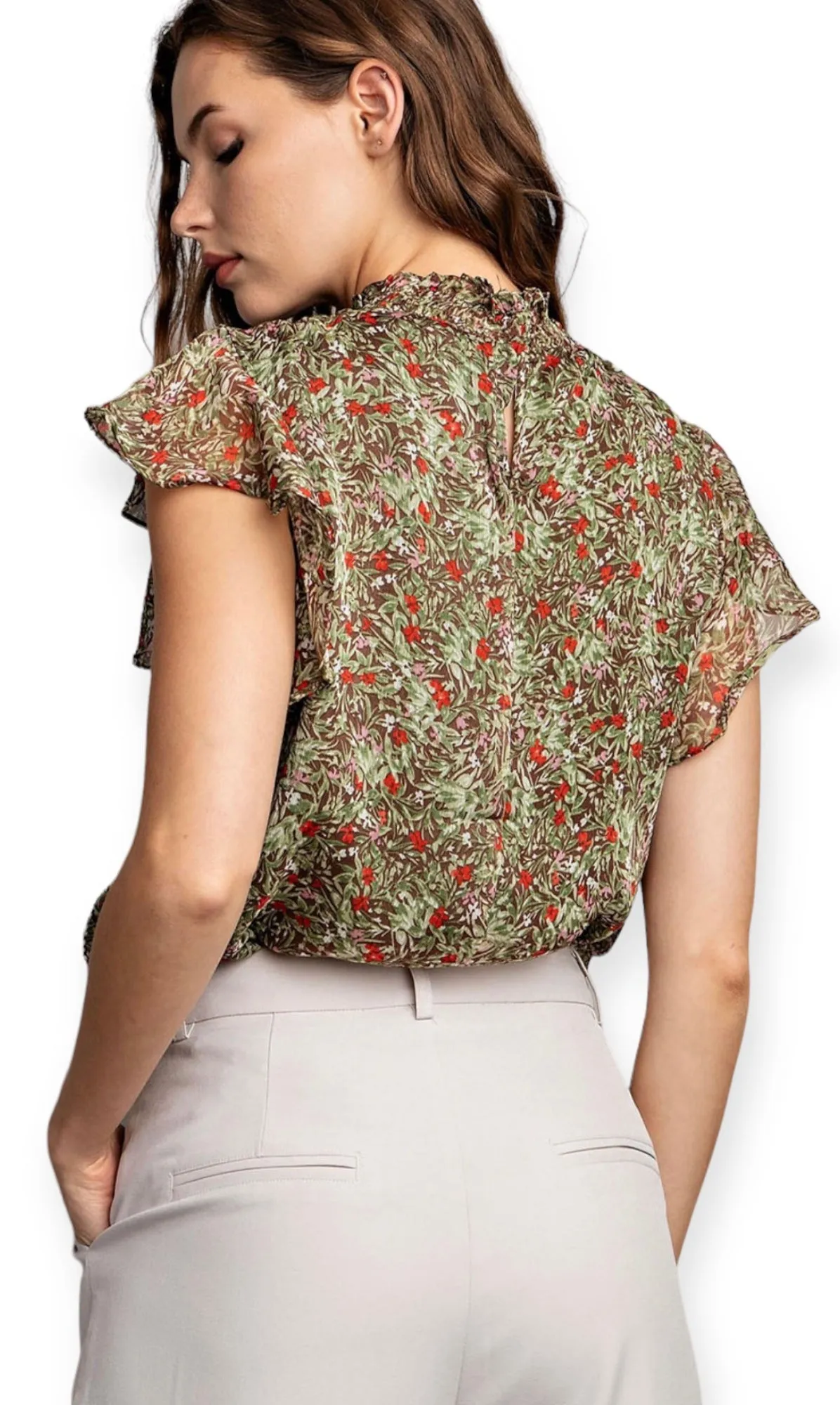 Amerie Floral Ruffle Short Sleeve Top