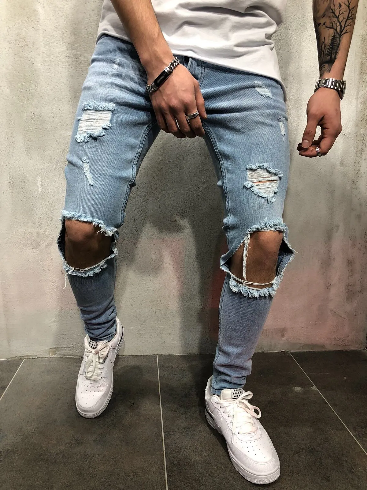 Antonios Blue Ripped Jeans