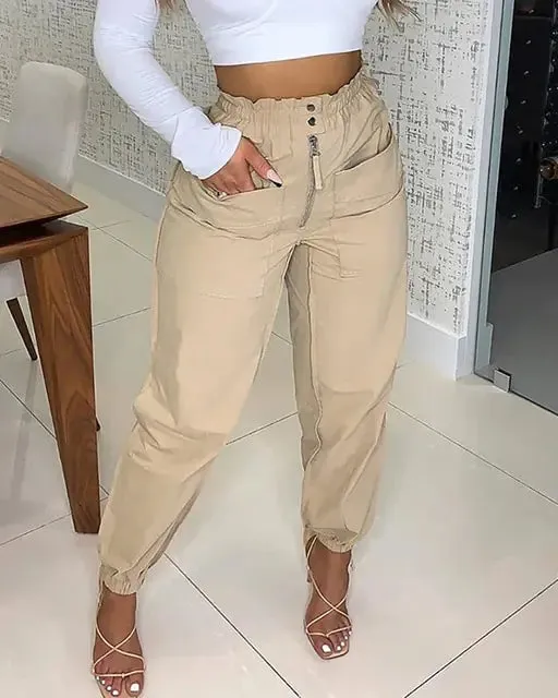 Autumn Newspaper Print High Waist^