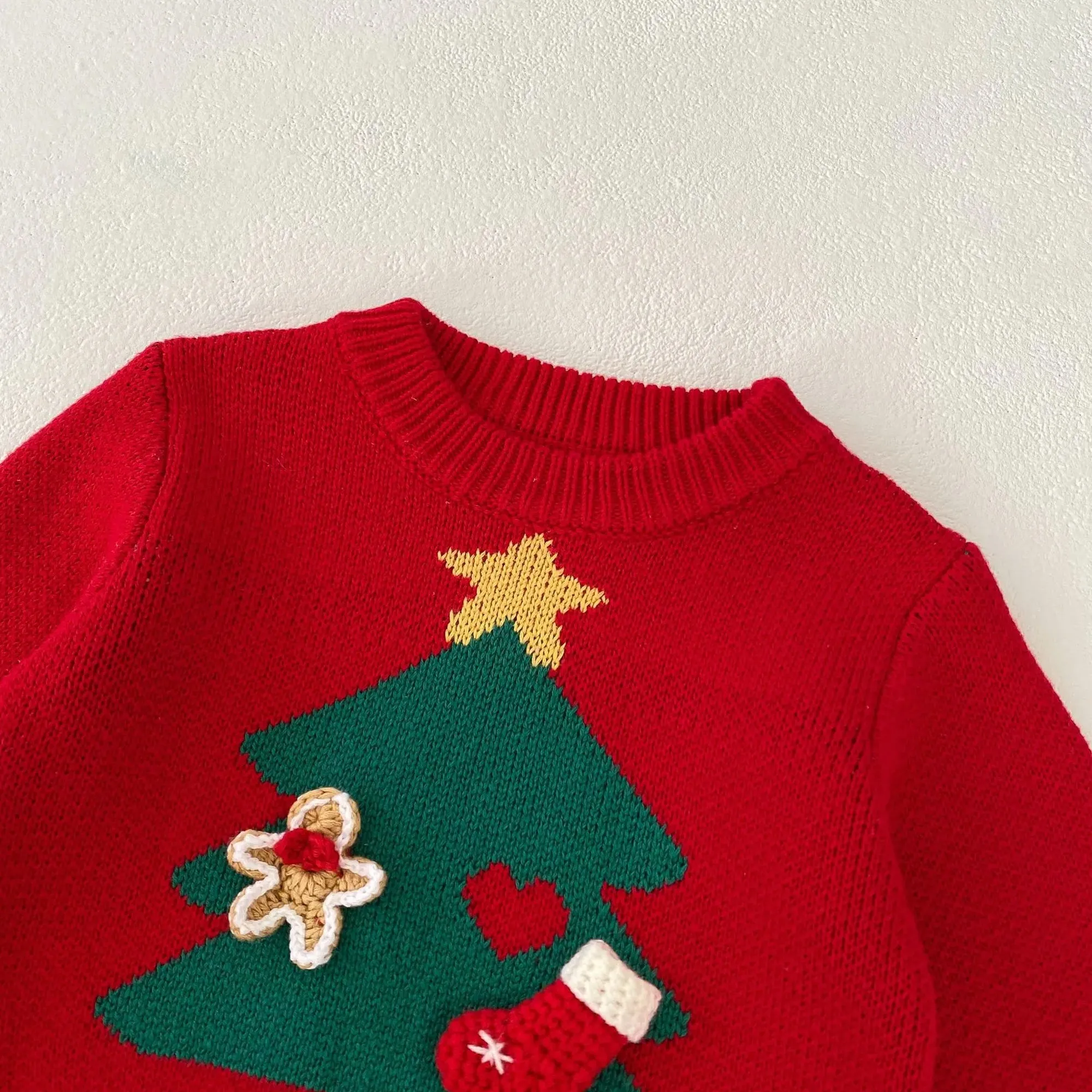 Baby Red Knitted Sweater for First Christmas, Winter Kids Outfit