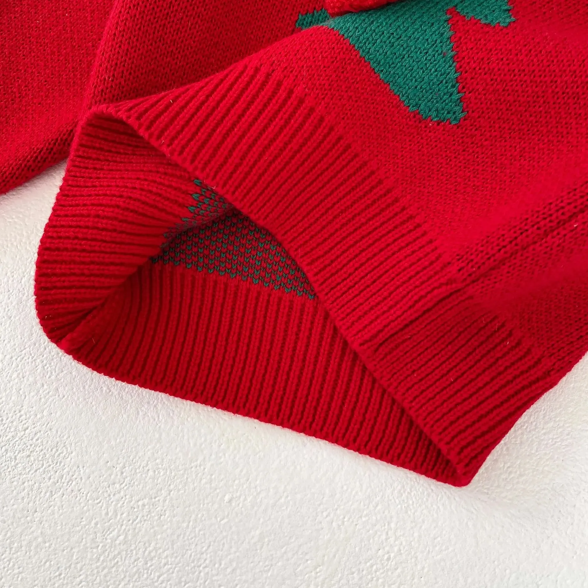 Baby Red Knitted Sweater for First Christmas, Winter Kids Outfit