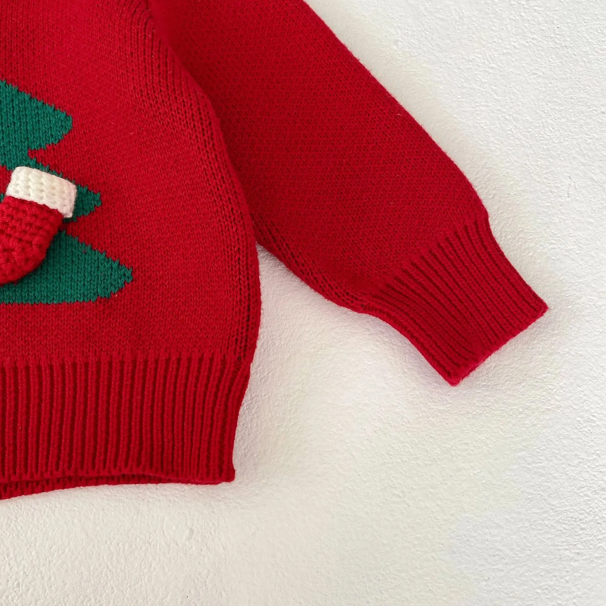 Baby Red Knitted Sweater for First Christmas, Winter Kids Outfit