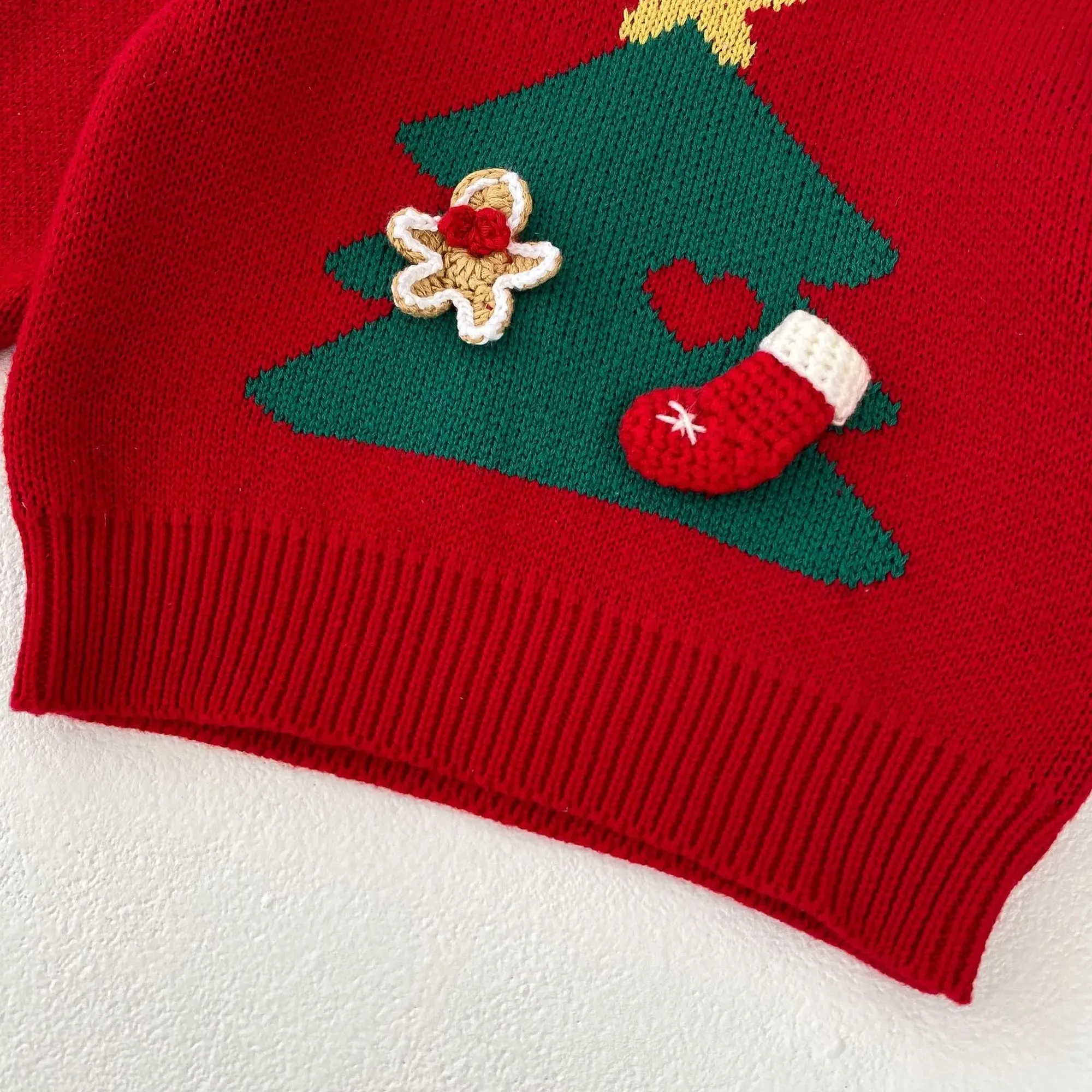 Baby Red Knitted Sweater for First Christmas, Winter Kids Outfit