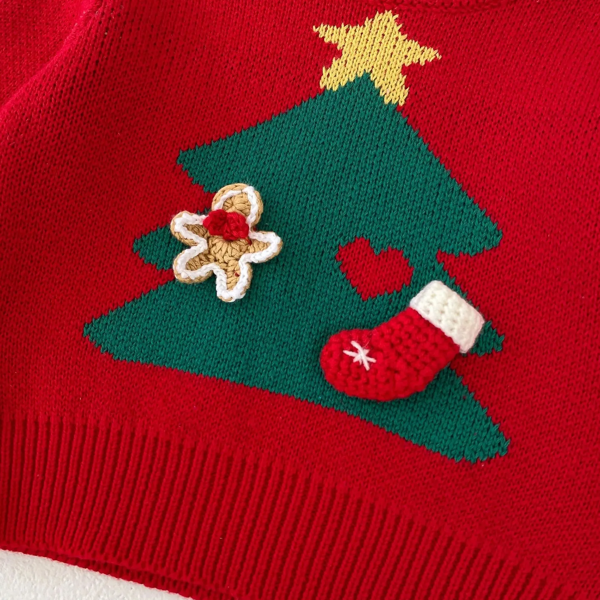 Baby Red Knitted Sweater for First Christmas, Winter Kids Outfit