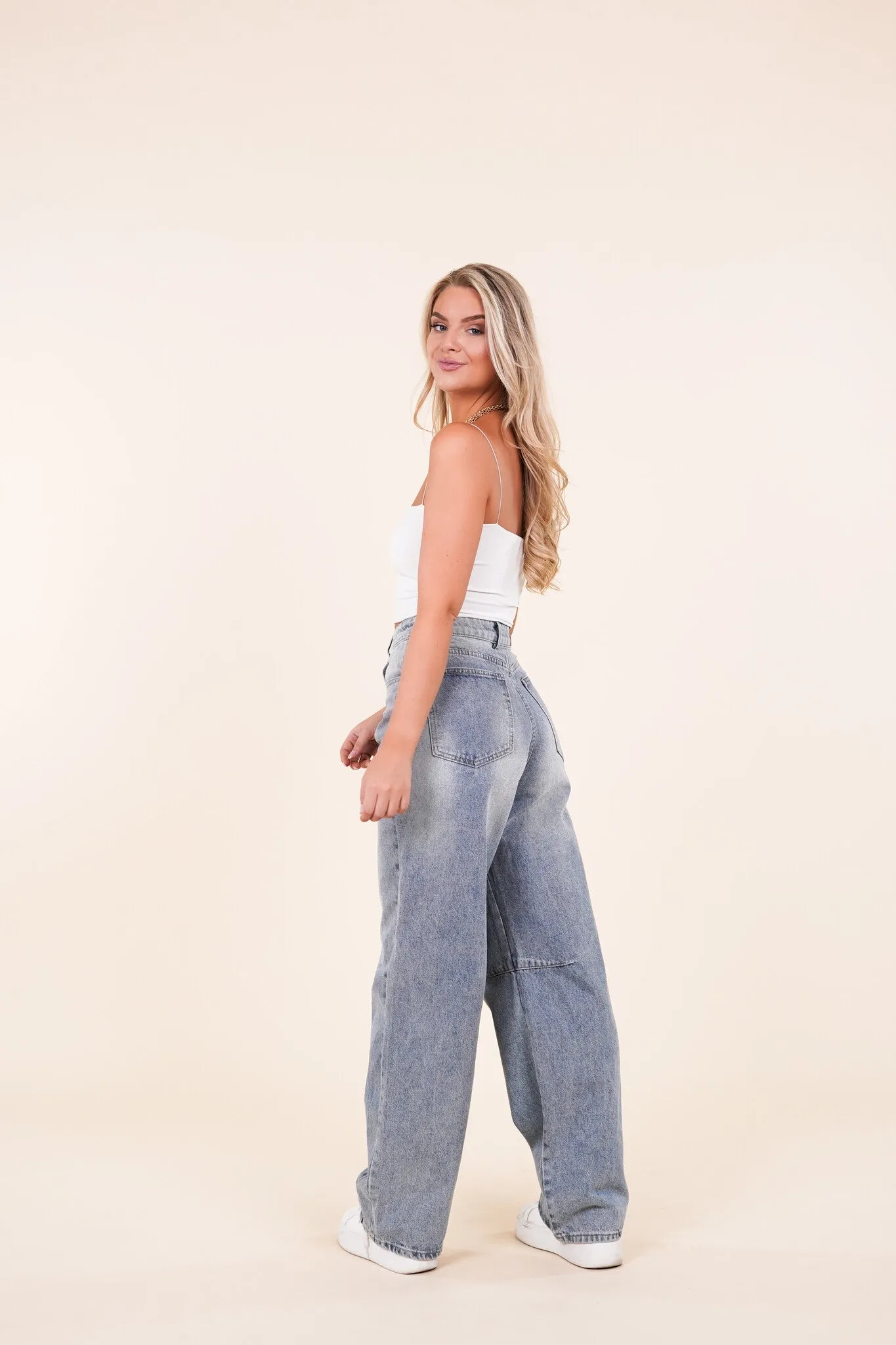 Baggy jeans met details blauw - Ginny