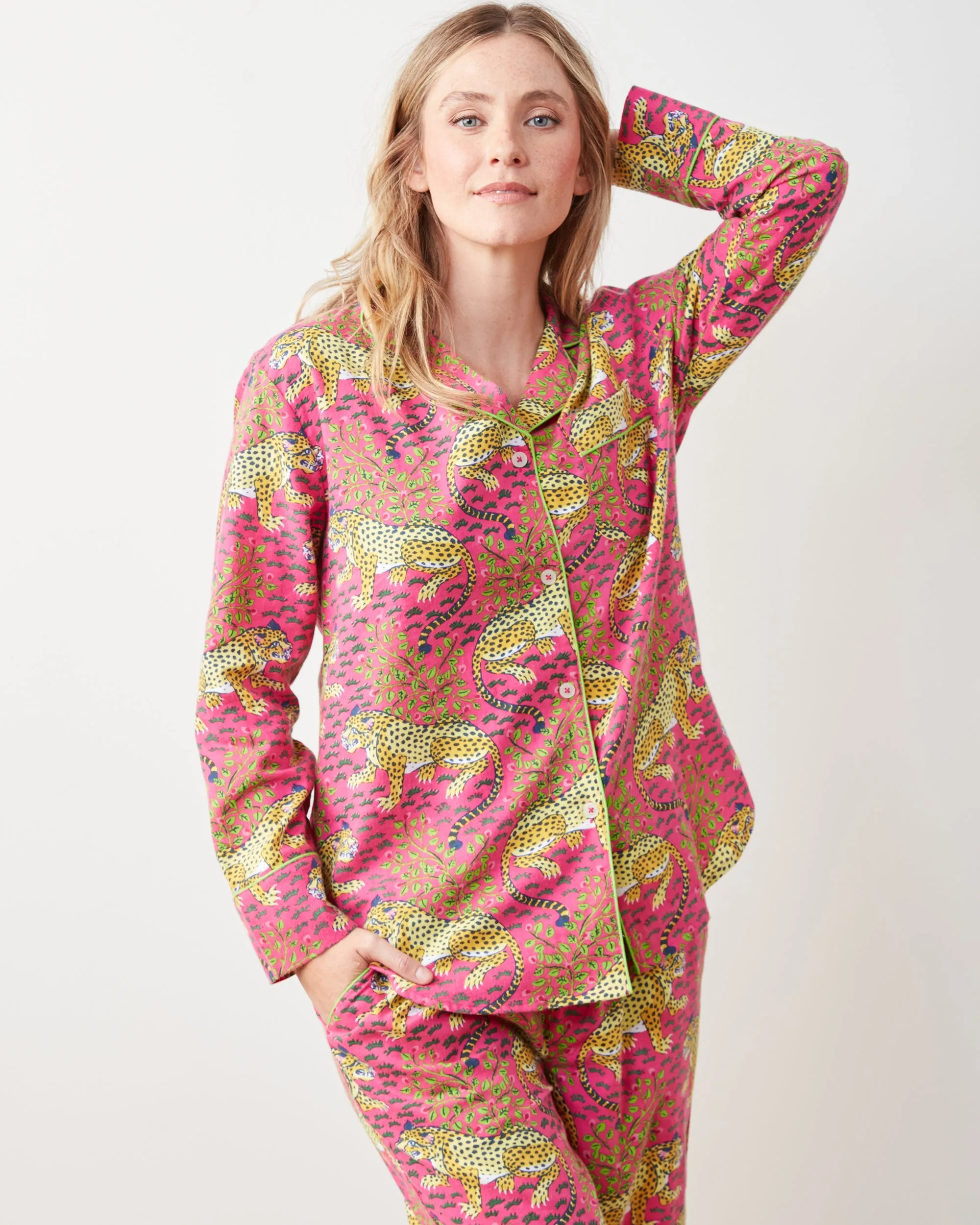 Bagheera - Lightweight Flannel Long PJ Set - Hot Pink