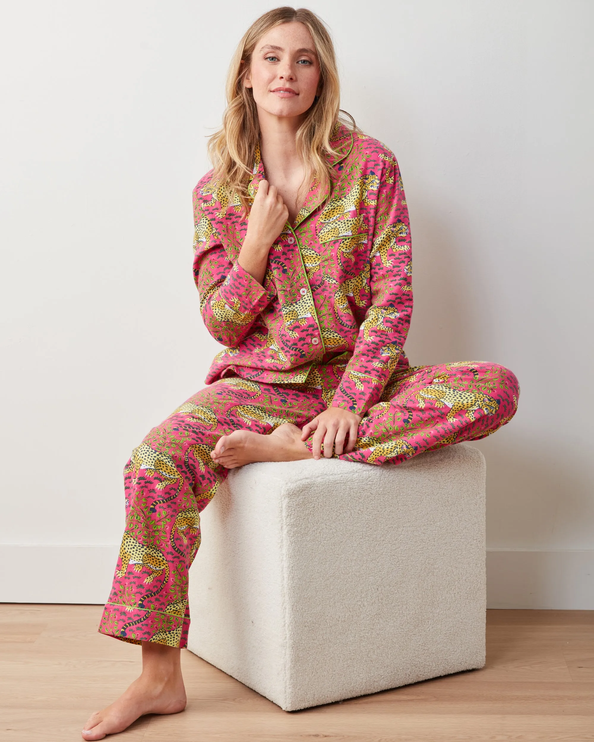 Bagheera - Lightweight Flannel Long PJ Set - Hot Pink