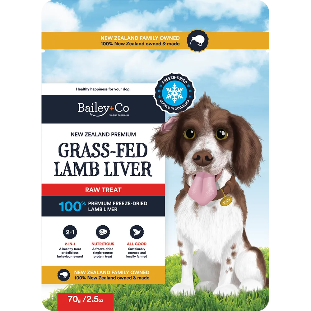 Bailey Co Dog Freeze-Dried Raw Treat New Zealand Grass-Fed Lamb Liver 70g