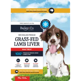 Bailey Co Dog Freeze-Dried Raw Treat New Zealand Grass-Fed Lamb Liver 70g
