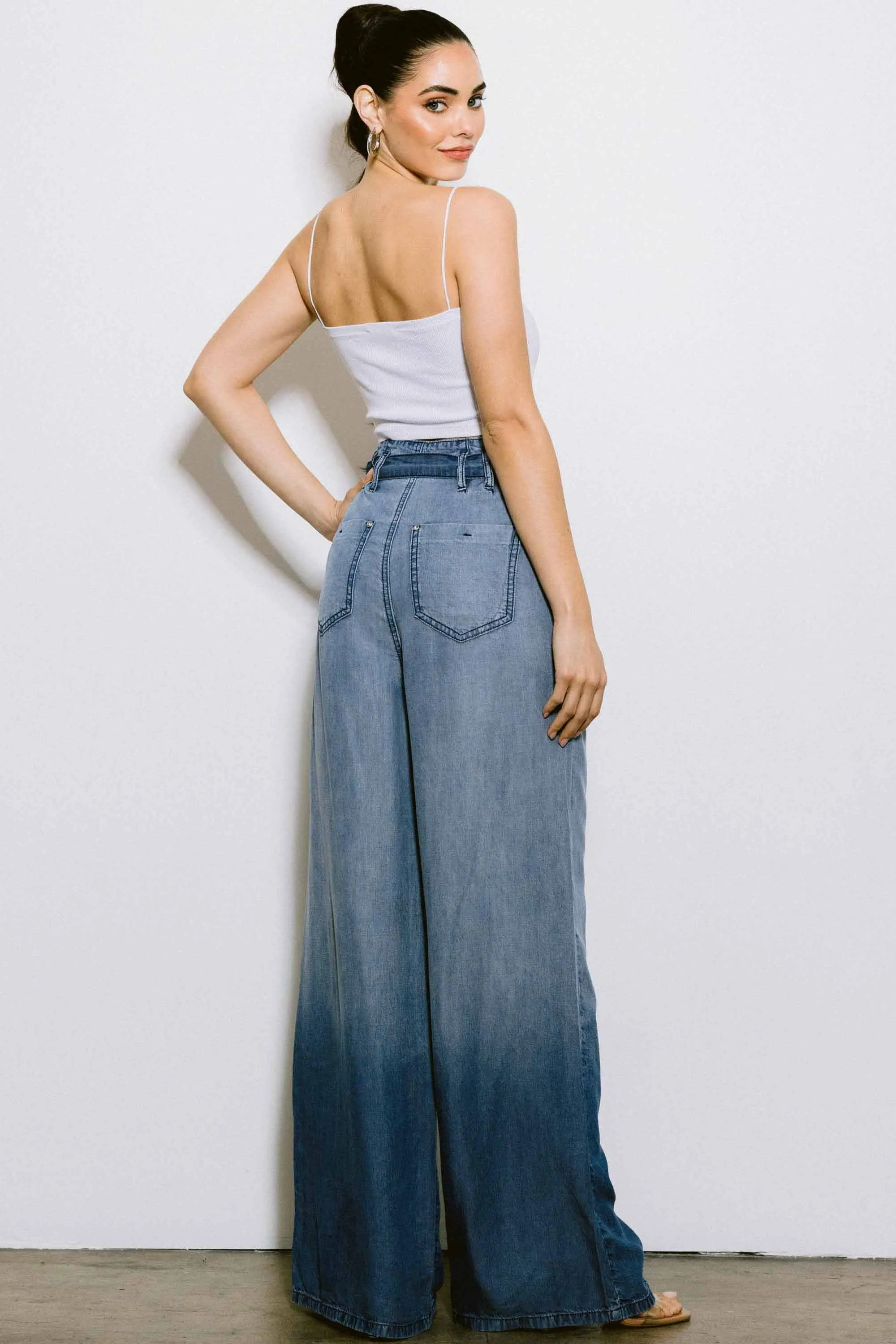 Belted Tencel Wide Pants