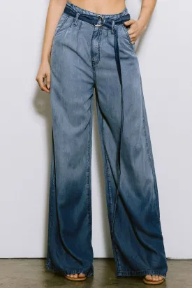Belted Tencel Wide Pants