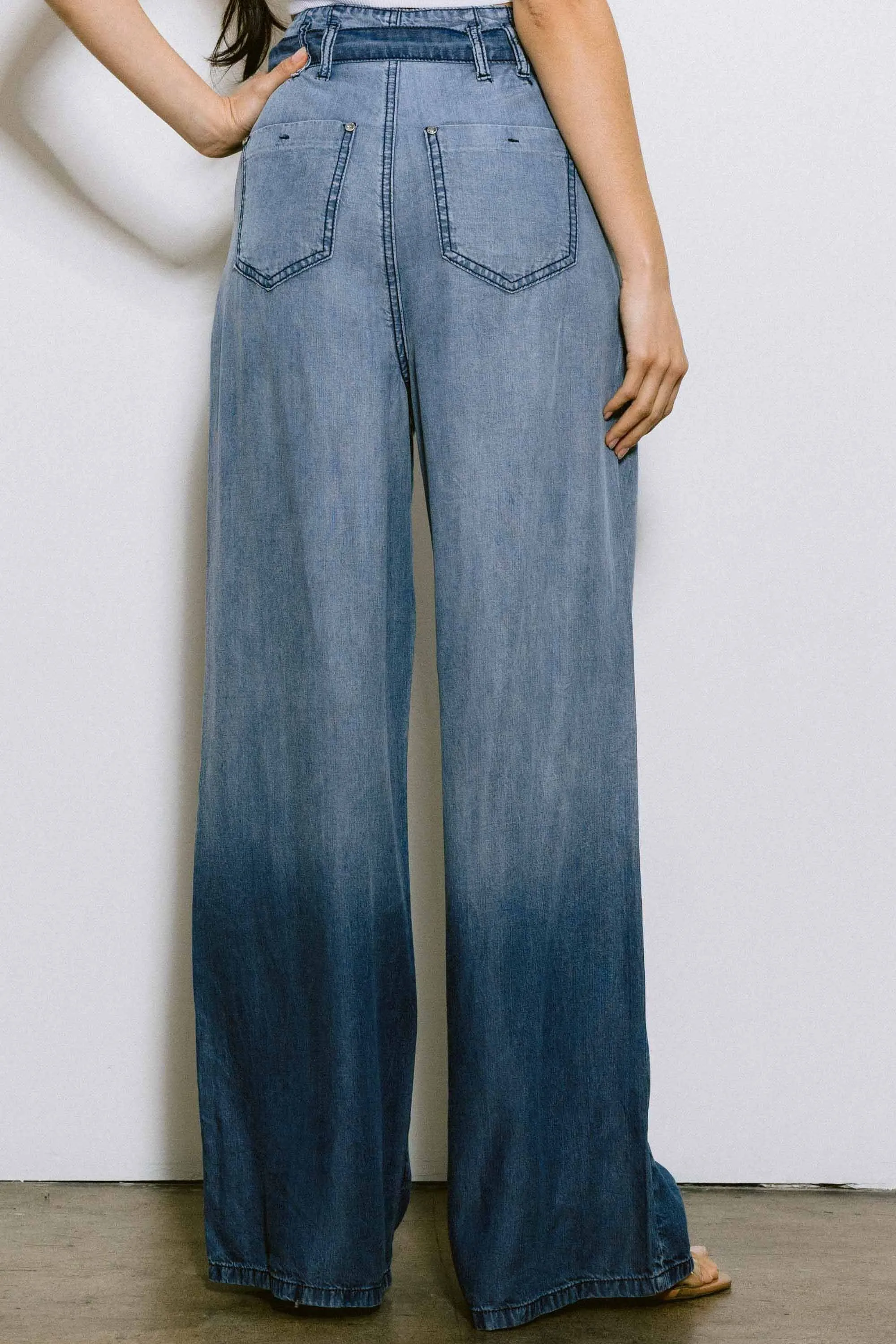 Belted Tencel Wide Pants