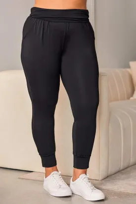Black Plus Size High Waist Pocketed Skinny Pants - Stylish Fit