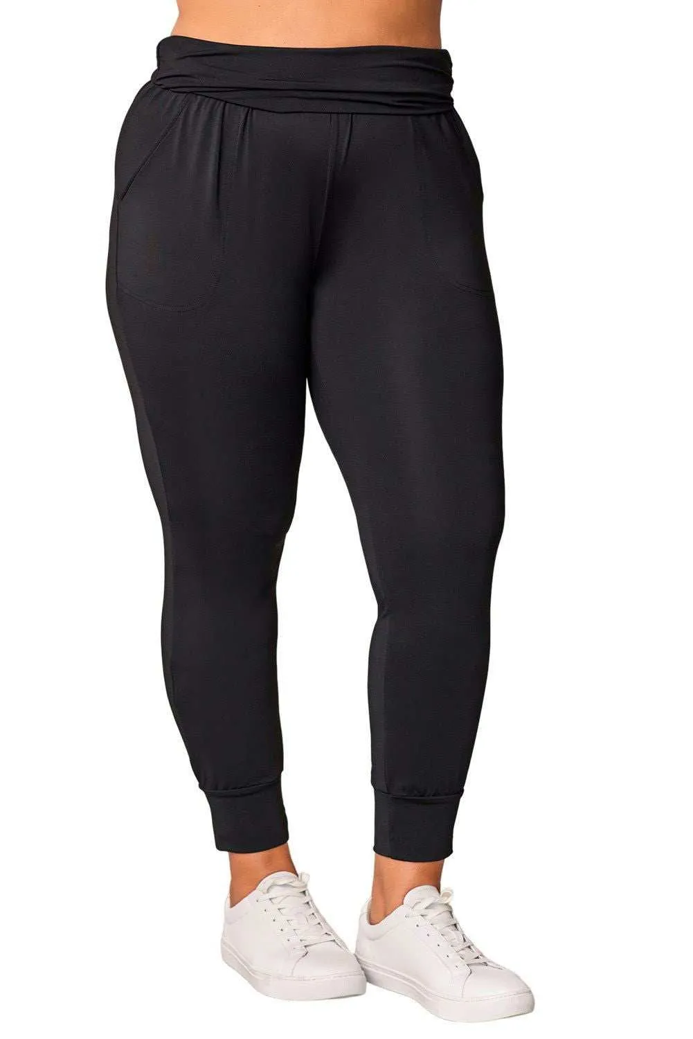 Black Plus Size High Waist Pocketed Skinny Pants - Stylish Fit