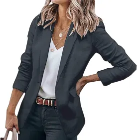 Blazers for Women Business Casual Blazers Open Front Long Sleeve Work Office Suit Jackets Fall Outerwear with Pockets