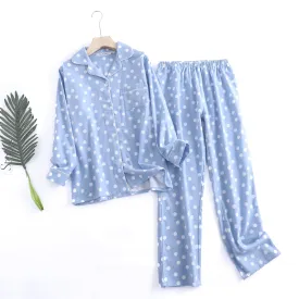 Blue Pure Cotton Printed Pajama Set