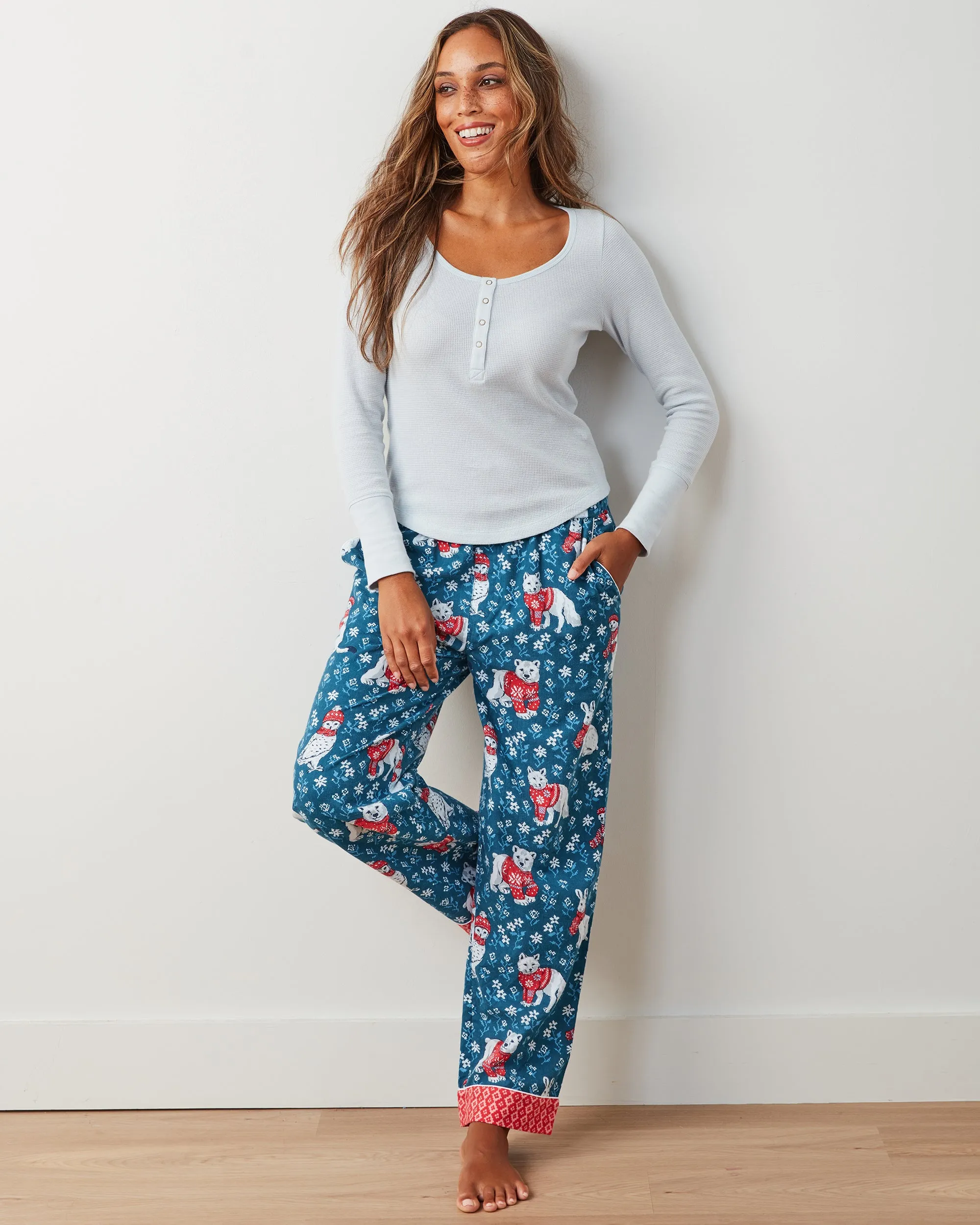 Bundled Up - Lightweight Flannel PJ Pants - Navy