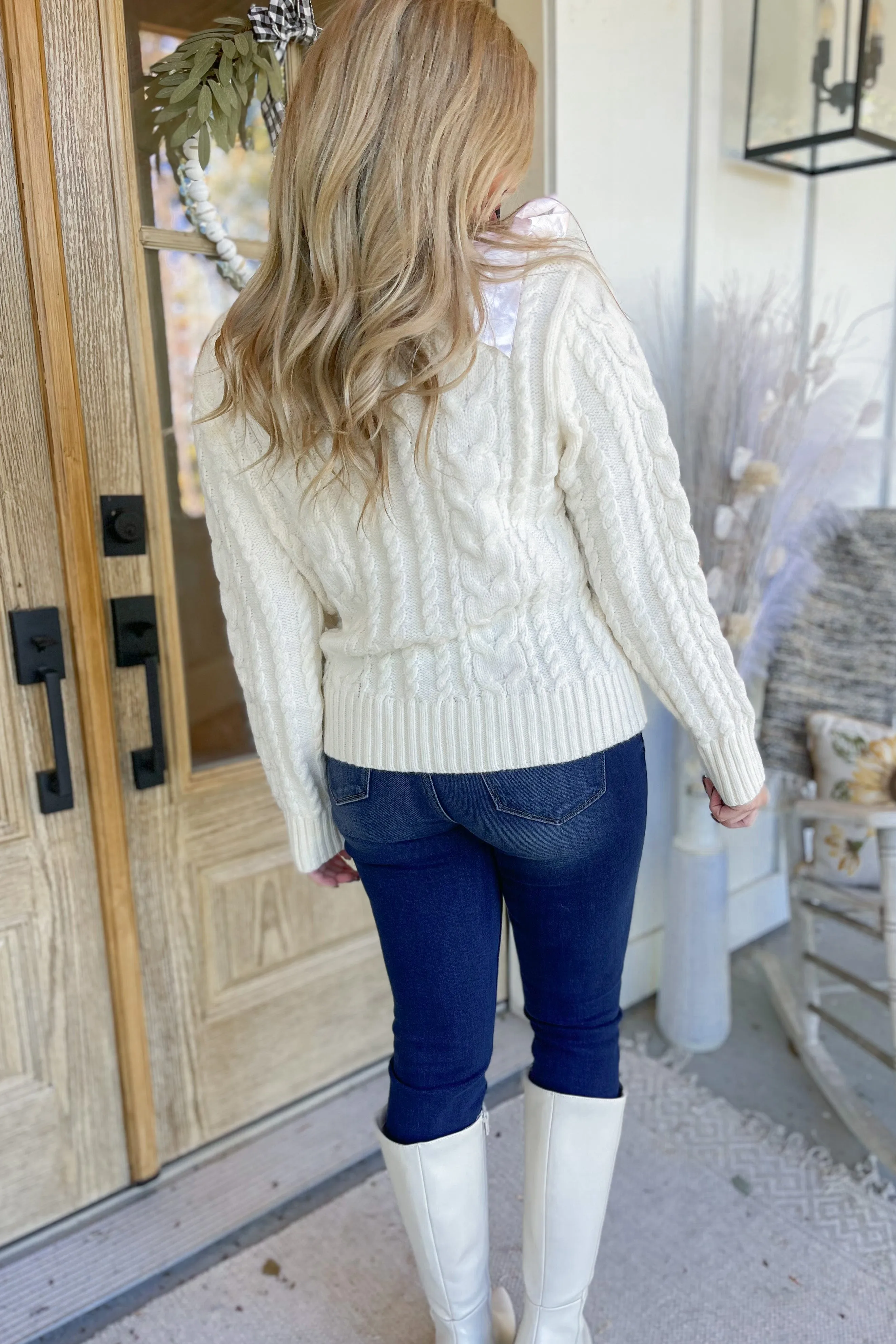 Calhoun Ribbon Thread Detail Cable Knit Sweater [S~3X]