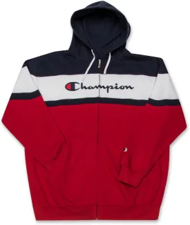 Champion Mens Big and Tall Full Zip Hoodie Classic Embroidered Logo