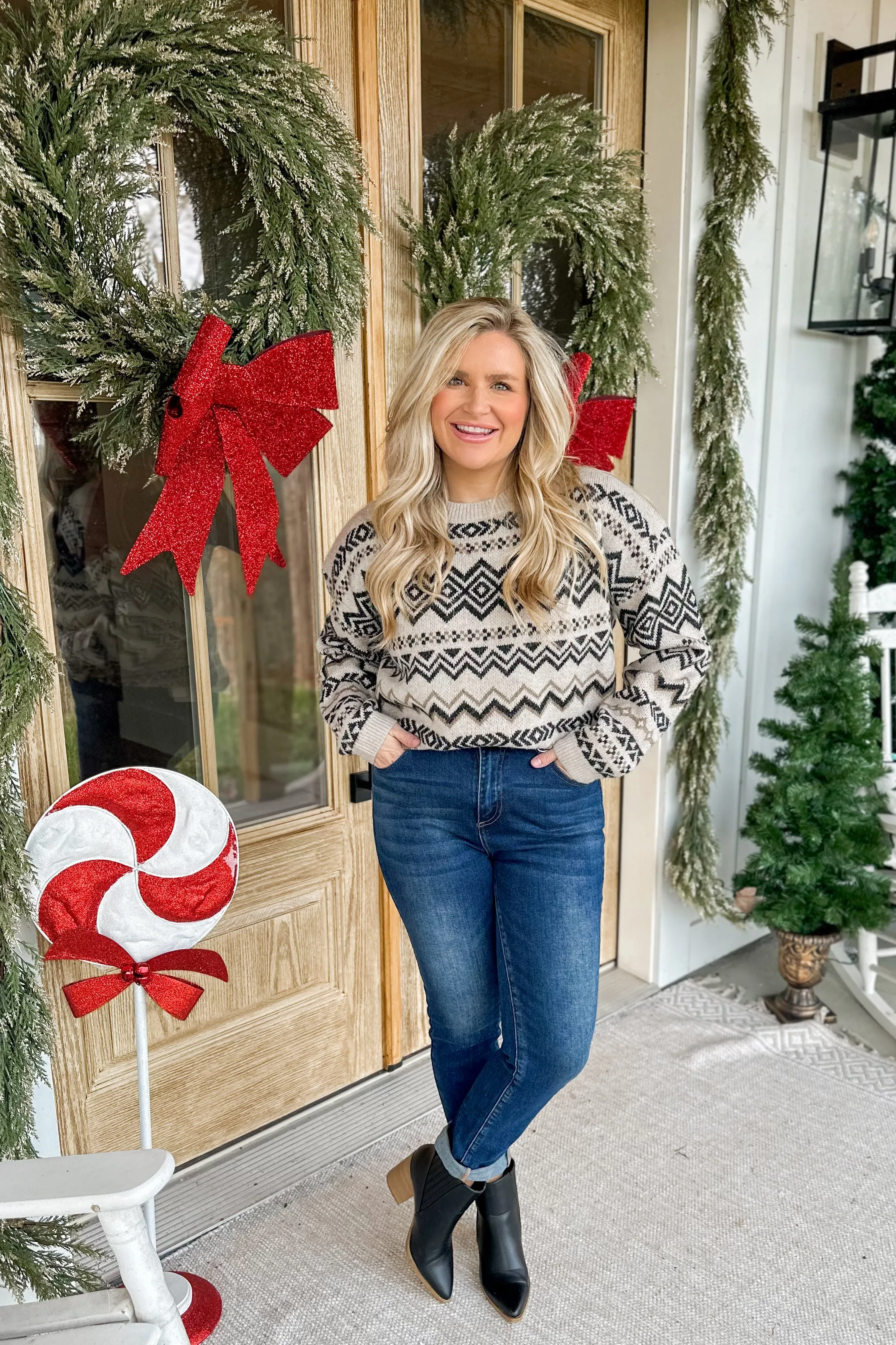 Charles Aztec Pattern Long Sleeve Sweater Top *FINAL SALE*
