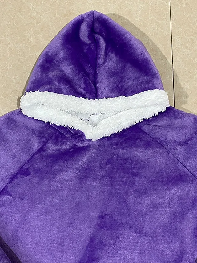 Couple‘s Pajamas Nightgown Wearable Blanket Winter Hoodie Blanket Color Combo Comfort Oversized Soft Home FallBed Fleece Warm Hoodie Long Sleeve Pocket Fall