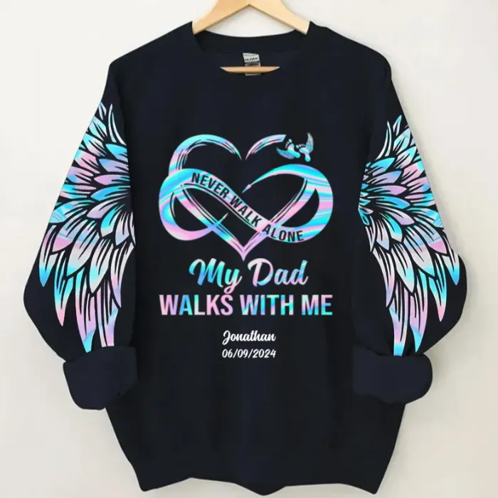 Customized Family Loss Never Walk Alone Personalized 3D All Over Print Sweatshirt