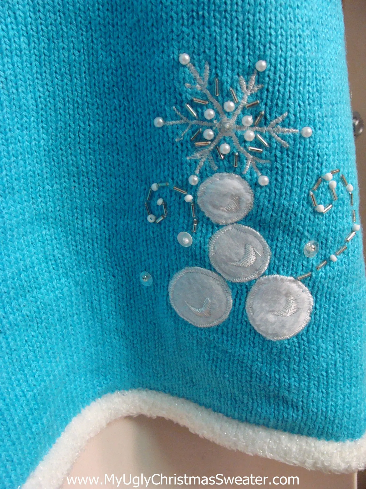 Cute Bright Blue Holiday Sweater with Snowman