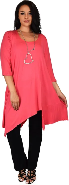 Dare2BStylish Women Plus Size Asymmetrical Long Tunic Shirt Dress Top