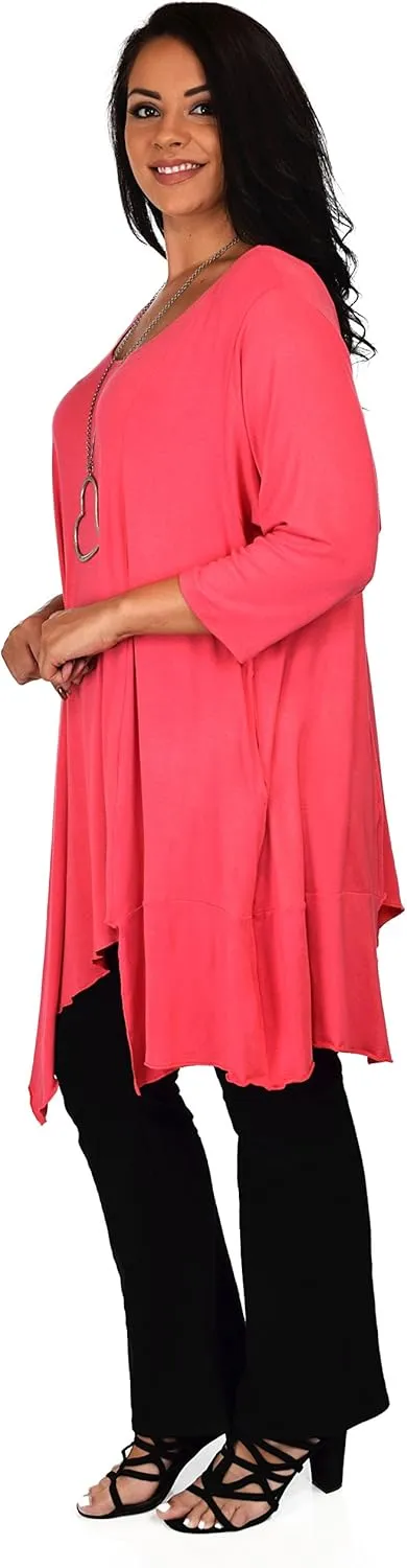 Dare2BStylish Women Plus Size Asymmetrical Long Tunic Shirt Dress Top