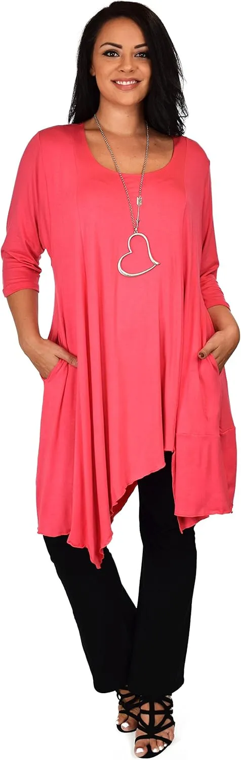Dare2BStylish Women Plus Size Asymmetrical Long Tunic Shirt Dress Top
