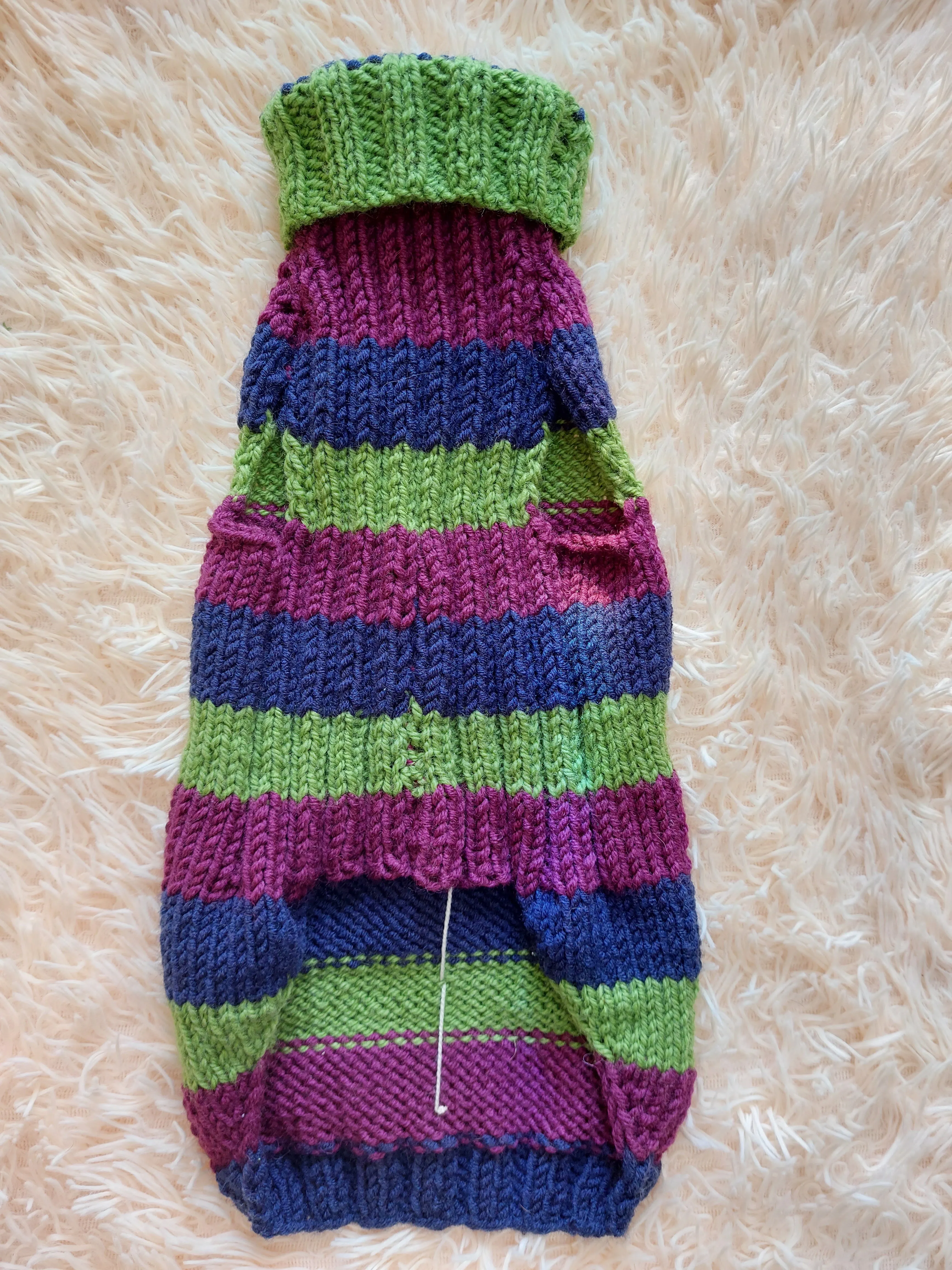 Dinosaur striped jumper with wooden buttons for pets