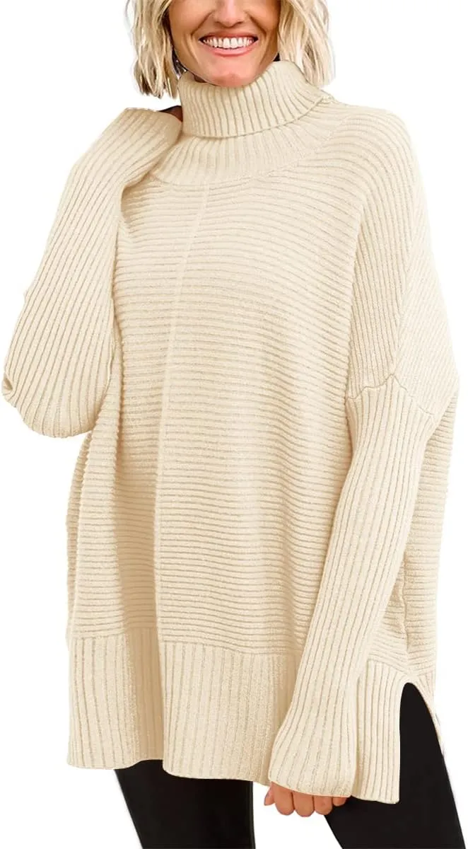 EFAN Women's Turtleneck Oversized Sweaters Fall Outfits Clothes Trendy Fashion Long Pullover Knit Winter Tunic 2025