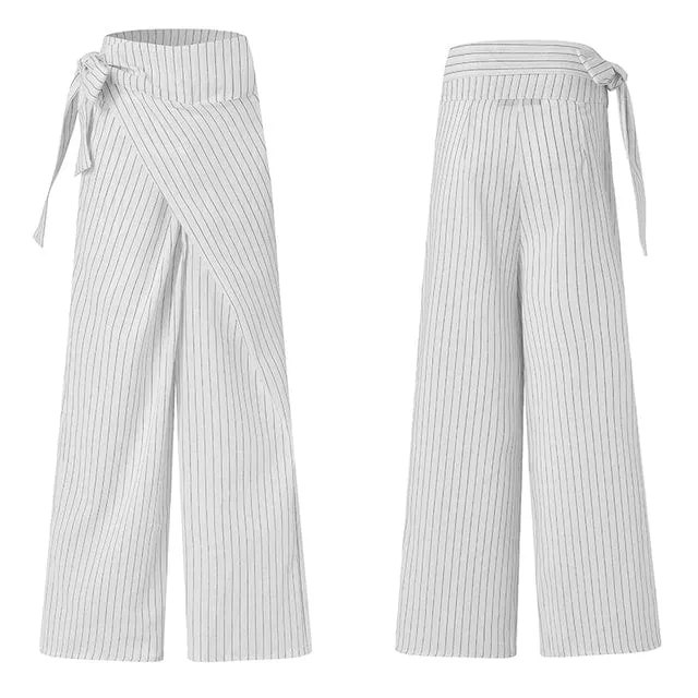 Elegant High Waist Wrap Pants