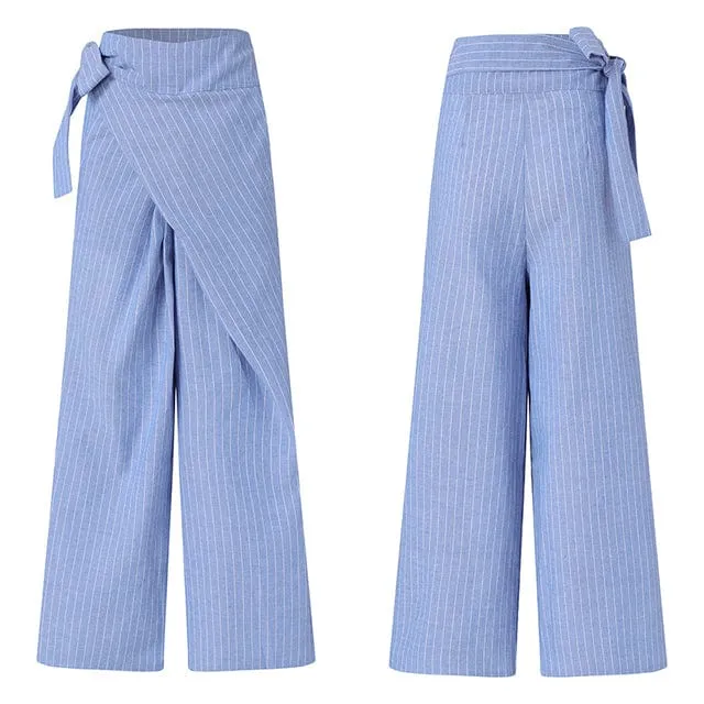 Elegant High Waist Wrap Pants