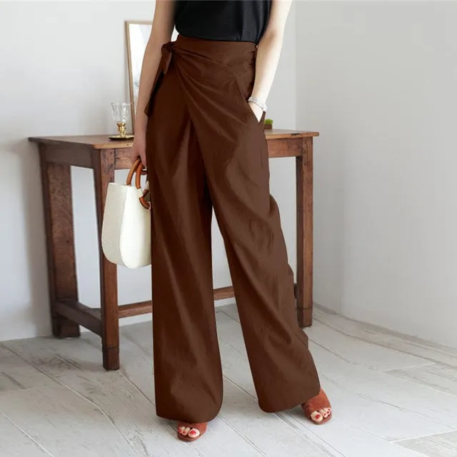 Elegant High Waist Wrap Pants
