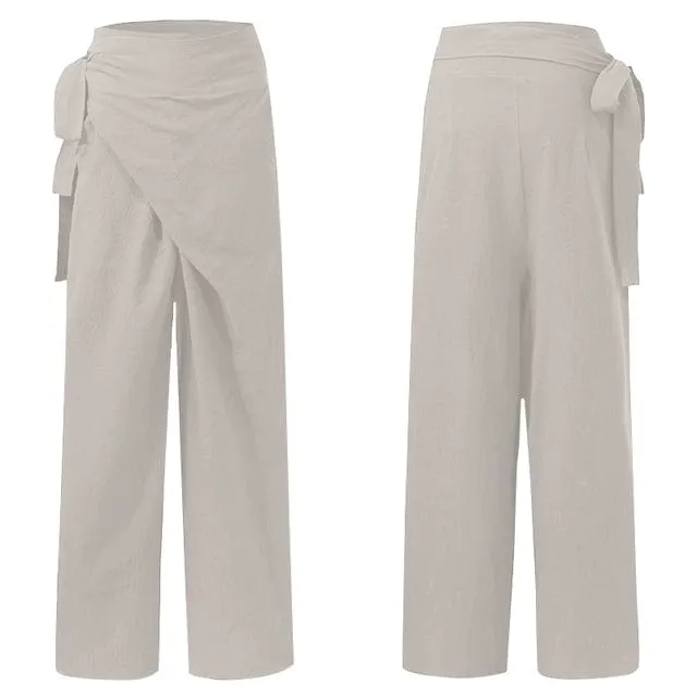 Elegant High Waist Wrap Pants