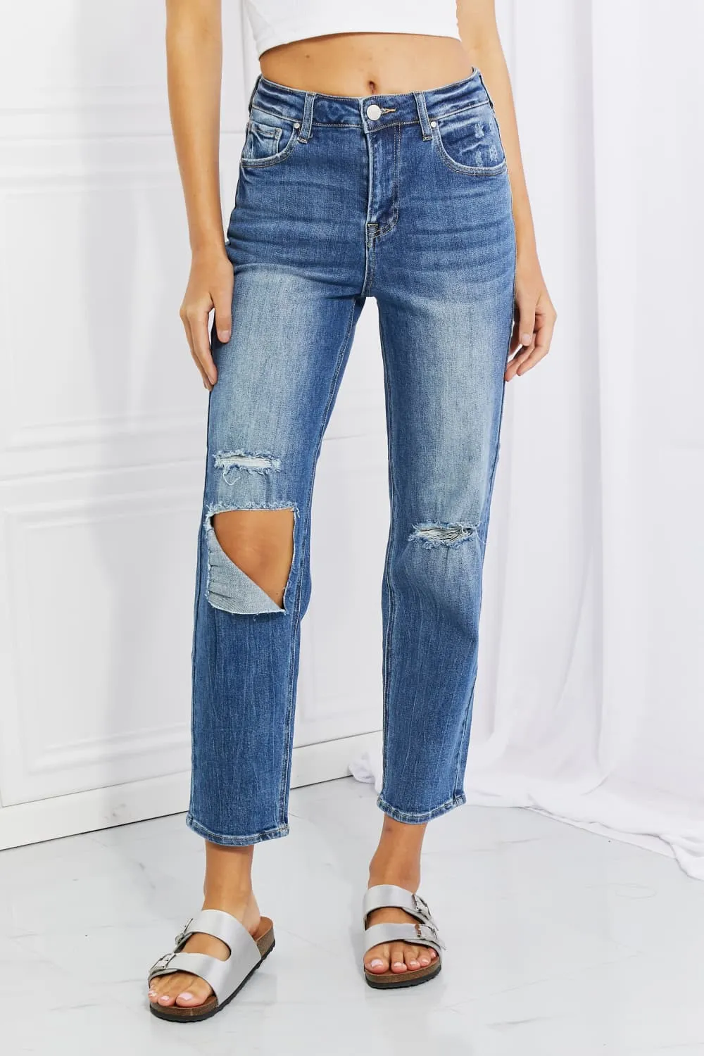 Ezra High Rise Relaxed Jeans In Stock