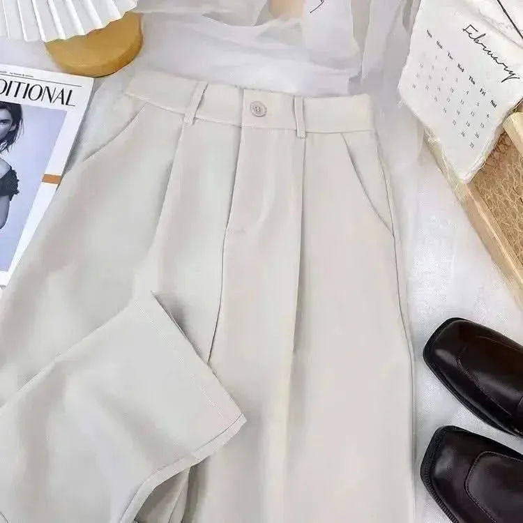Fall Spring Black Suit Harem Pants for Women