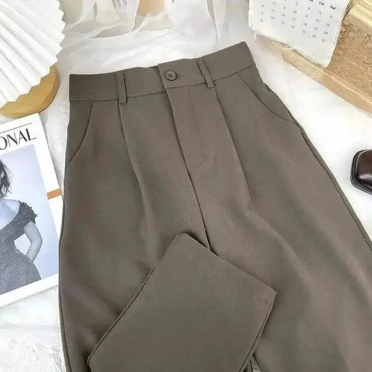 Fall Spring Black Suit Harem Pants for Women
