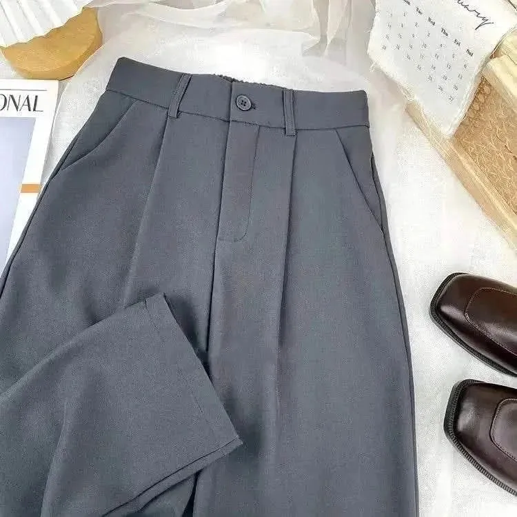 Fall Spring Black Suit Harem Pants for Women
