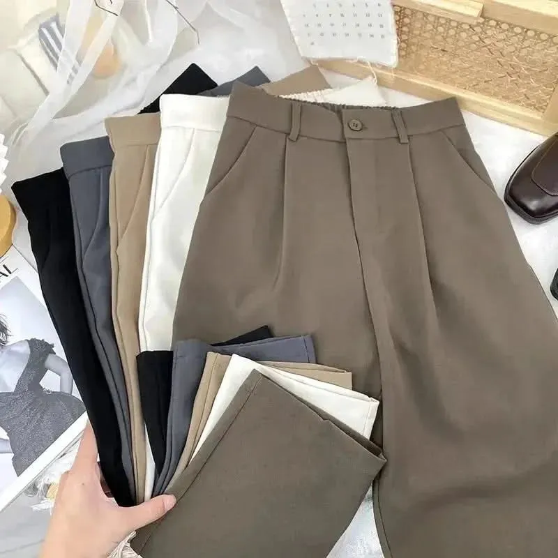 Fall Spring Black Suit Harem Pants for Women