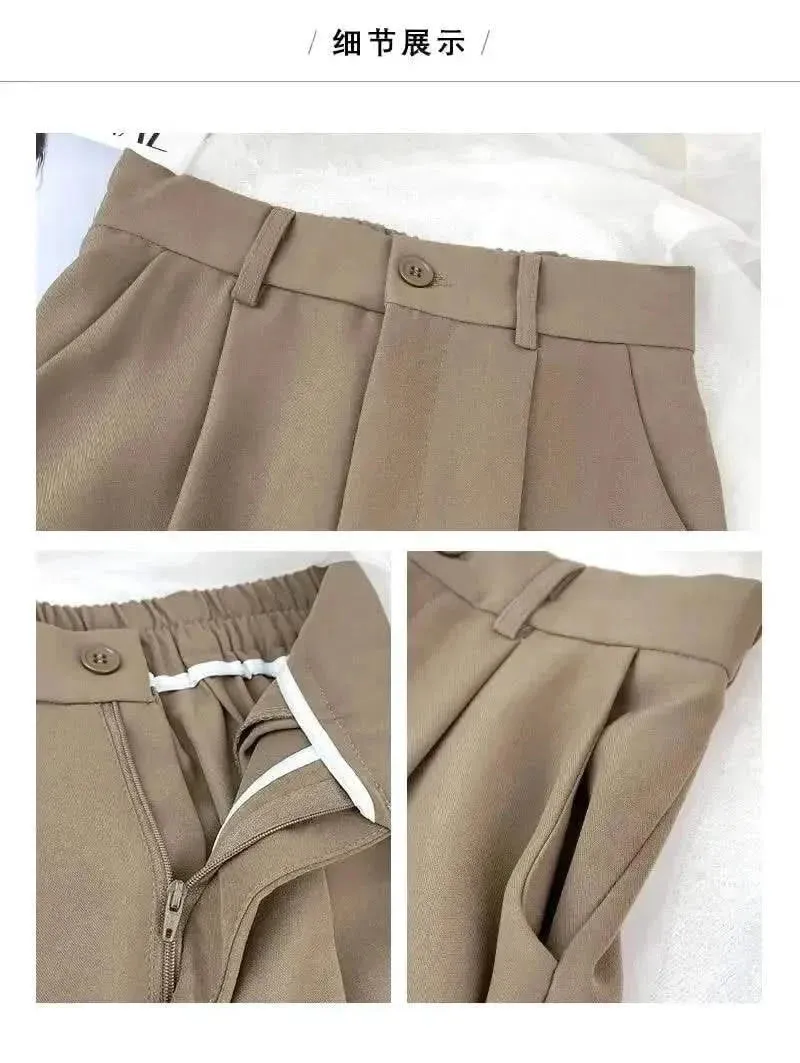 Fall Spring Black Suit Harem Pants for Women