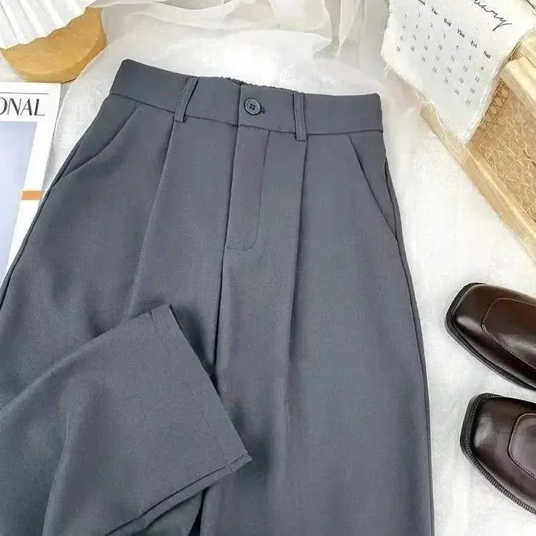 Fall Spring Black Suit Harem Pants for Women