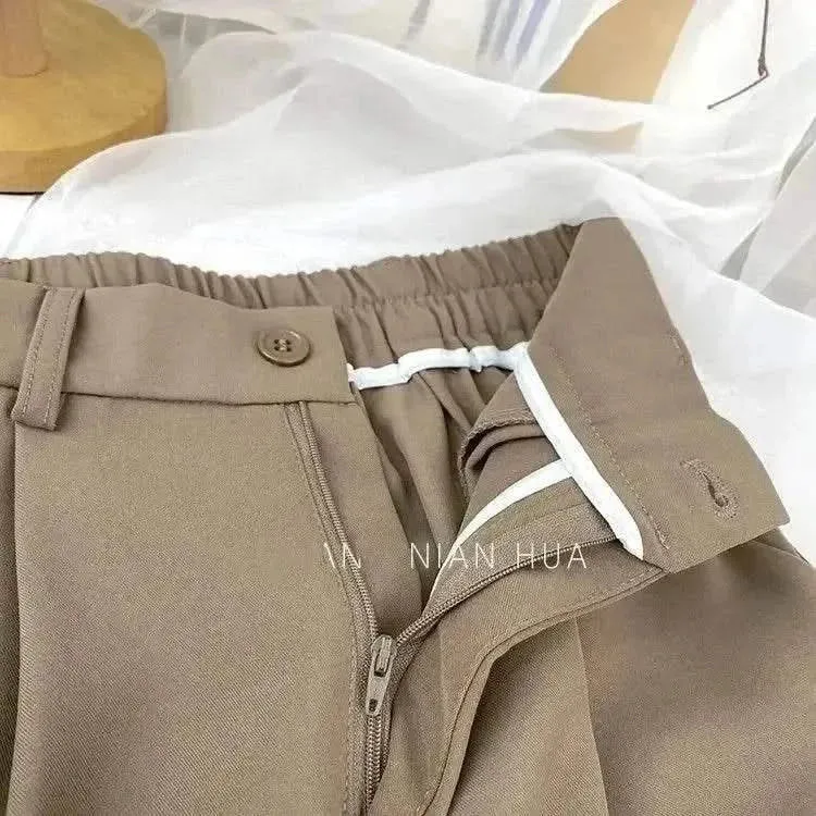 Fall Spring Black Suit Harem Pants for Women